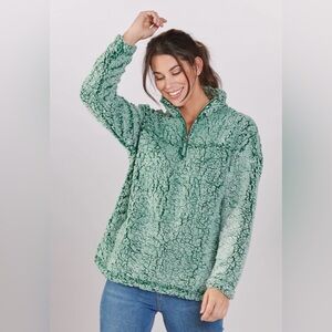 GUC BoxerCraft Women’s Green Sherpa Quarter Zip Pullover Sweater - Size XS
